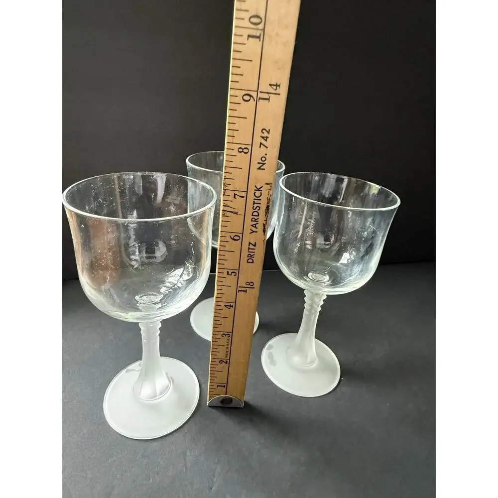 Vintage French Wine Glass by Cristal D'Arques Durand France Frosted Deco Barware